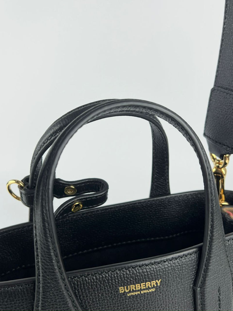 Small Banner Black Leather Tote