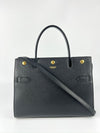 Black Leather Title Tote Bag