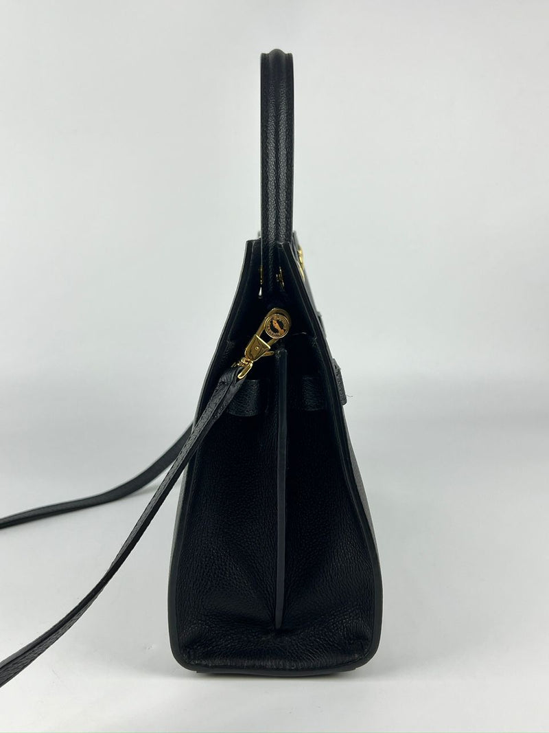 Black Leather Title Tote Bag