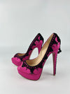 Pink/Black Satin Torero Peep Toe Platform Pumps Size 38