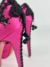 Pink/Black Satin Torero Peep Toe Platform Pumps Size 38