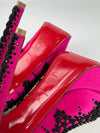 Pink/Black Satin Torero Peep Toe Platform Pumps Size 38