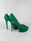 Green Satin Paloma Platform Pumps Size 38.5