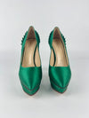 Green Satin Paloma Platform Pumps Size 38.5