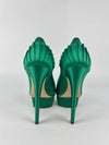 Green Satin Paloma Platform Pumps Size 38.5