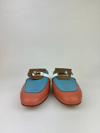 Pink/Blue Leather Oz Flat Mules