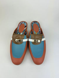 Pink/Blue Leather Oz Flat Mules