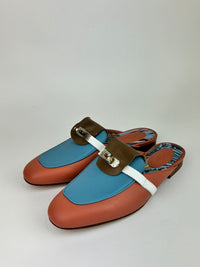 Pink/Blue Leather Oz Flat Mules