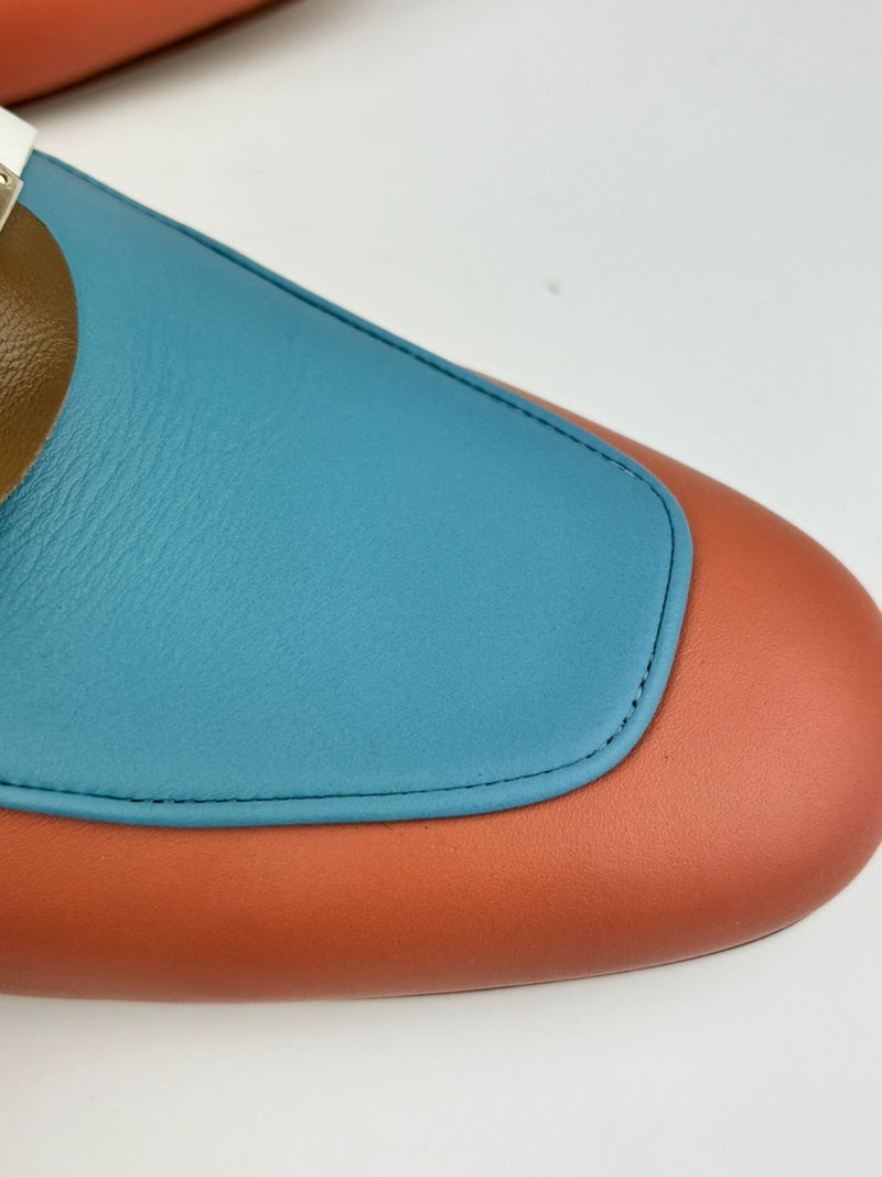 Pink/Blue Leather Oz Flat Mules