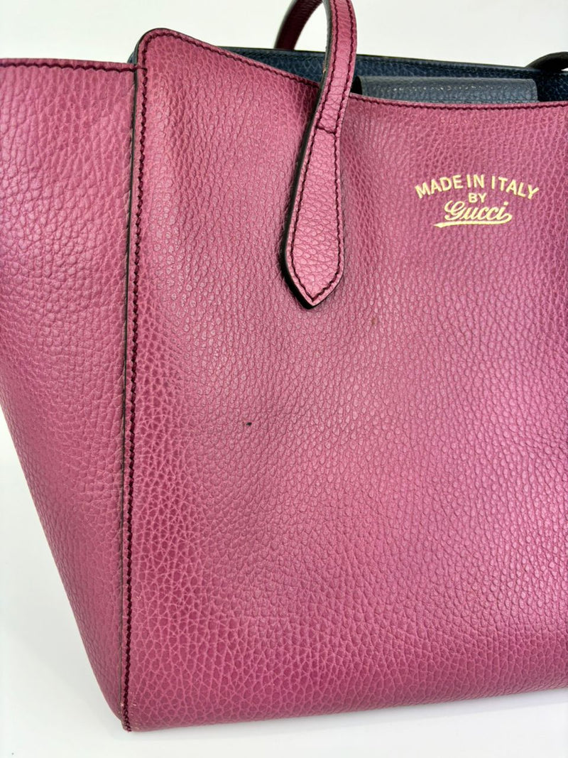 Magenta Leather Small Swing Tote