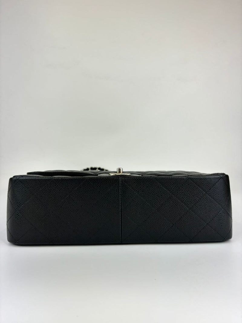 A58600 Black Caviar Classic Jumbo Flap Bag SHW