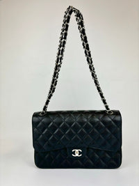 A58600 Black Caviar Classic Jumbo Flap Bag SHW