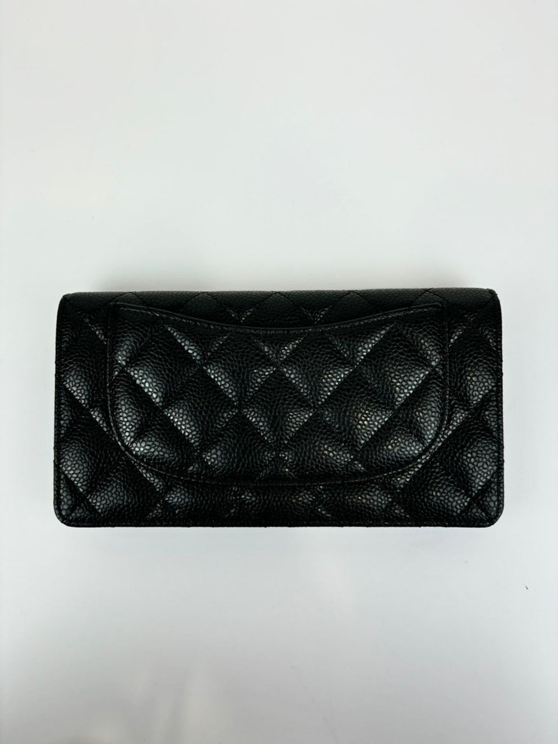 A31509 Black Caviar Quilted Bi-fold L-Yen Wallet SHW