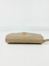 Grain De Poudre Matelassé Chevron Monogram Envelope Clutch Dark Beige