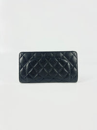 A31509 Black Caviar Classic Long Flap Wallet GHW