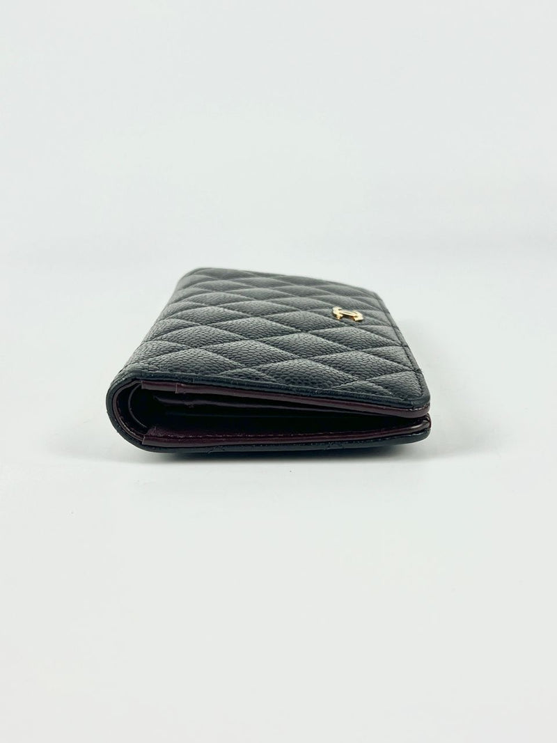 A31509 Black Caviar Classic Long Flap Wallet GHW