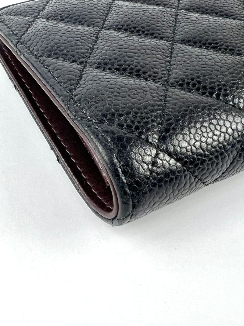 A31509 Black Caviar Classic Long Flap Wallet GHW