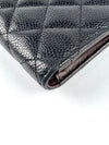 A31509 Black Caviar Classic Long Flap Wallet GHW