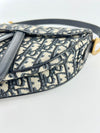 Blue Oblique Canvas Jacquard Saddle Bag with Strap