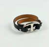 Black Swift Leather Granville Double Tour Bracelet S