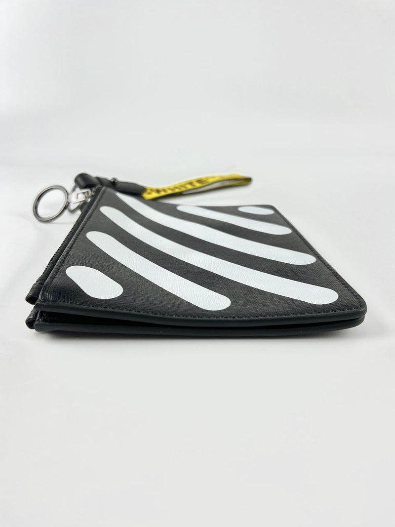 Diag Double Flap Wristlet Clutch in Black / White&nbsp;