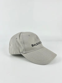 Grey Cotton Logo Embroidered Baseball Hat