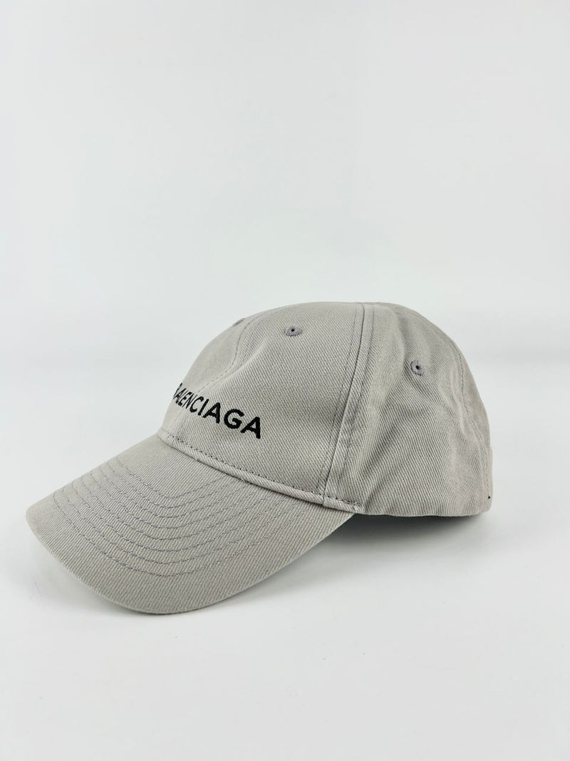 Grey Cotton Logo Embroidered Baseball Hat