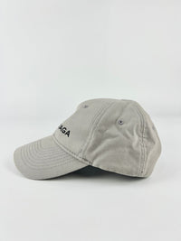 Grey Cotton Logo Embroidered Baseball Hat