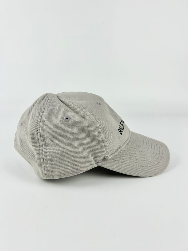 Grey Cotton Logo Embroidered Baseball Hat