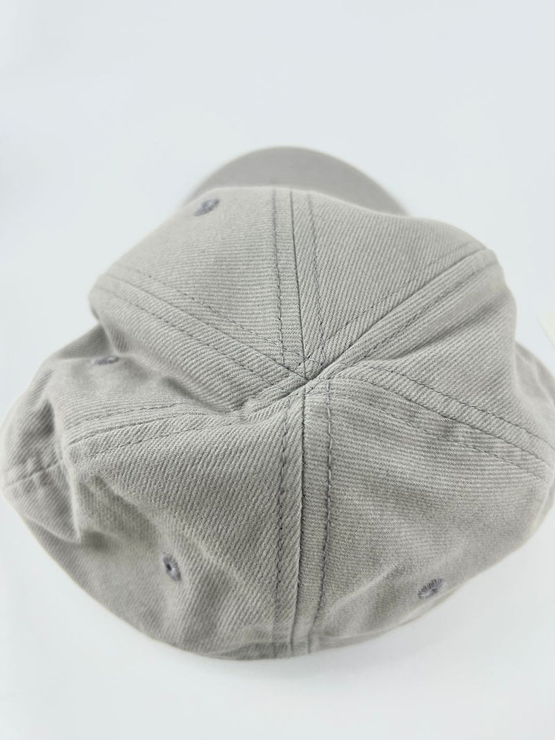 Grey Cotton Logo Embroidered Baseball Hat