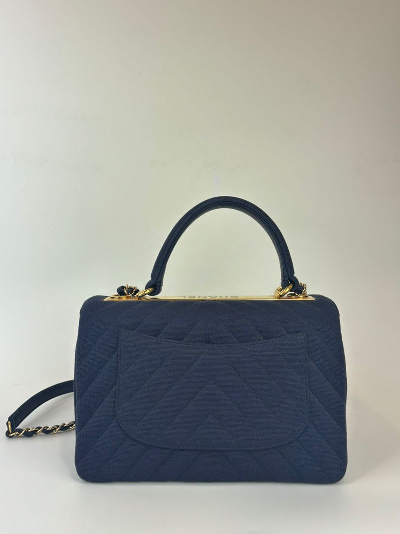 Denim Dark Blue Small Trendy CC Flap Bag GHW