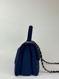 Denim Dark Blue Small Trendy CC Flap Bag GHW