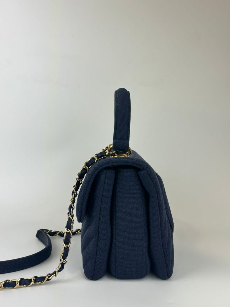 Denim Dark Blue Small Trendy CC Flap Bag GHW