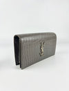 400409 Grey Croc Embossed Leather Kate Clutch Bag