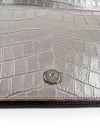 400409 Grey Croc Embossed Leather Kate Clutch Bag