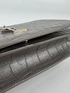 400409 Grey Croc Embossed Leather Kate Clutch Bag