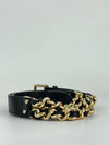 Black Leather and Gold Chain Belt