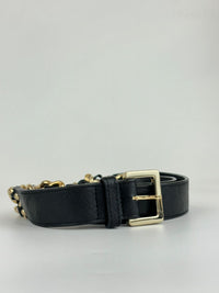 Black Leather and Gold Chain Belt