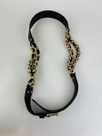 Black Leather and Gold Chain Belt