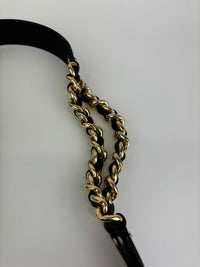 Black Leather and Gold Chain Belt