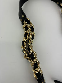 Black Leather and Gold Chain Belt