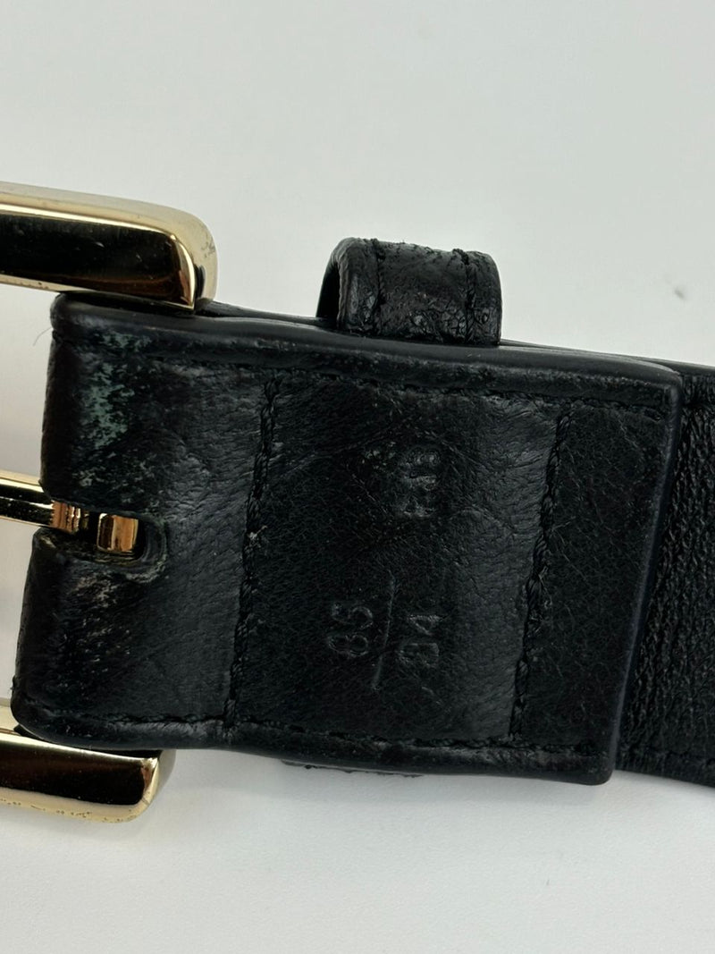 Black Leather and Gold Chain Belt