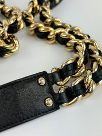 Black Leather and Gold Chain Belt