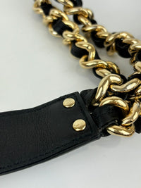 Black Leather and Gold Chain Belt