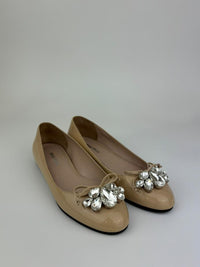 Cipria Nude Patent Flats with Swarovski Crystal