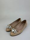 Cipria Nude Patent Flats with Swarovski Crystal