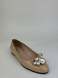 Cipria Nude Patent Flats with Swarovski Crystal