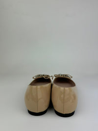 Cipria Nude Patent Flats with Swarovski Crystal