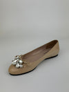 Cipria Nude Patent Flats with Swarovski Crystal