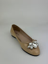 Cipria Nude Patent Flats with Swarovski Crystal